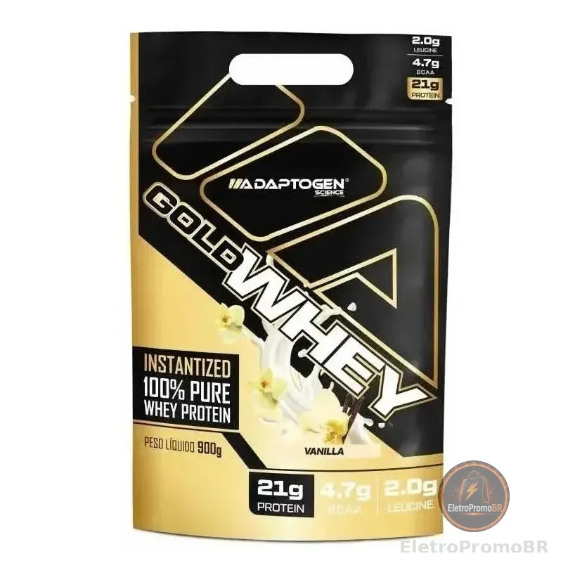 100% Gold Whey Refil Concentrado 900g - Adaptogen Science Sabor Baunilha
