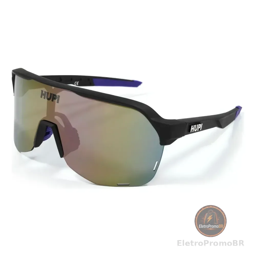 Óculos De Sol Hupi Huez Preto/roxo - Lente Roxo Espelhado Preto/roxo