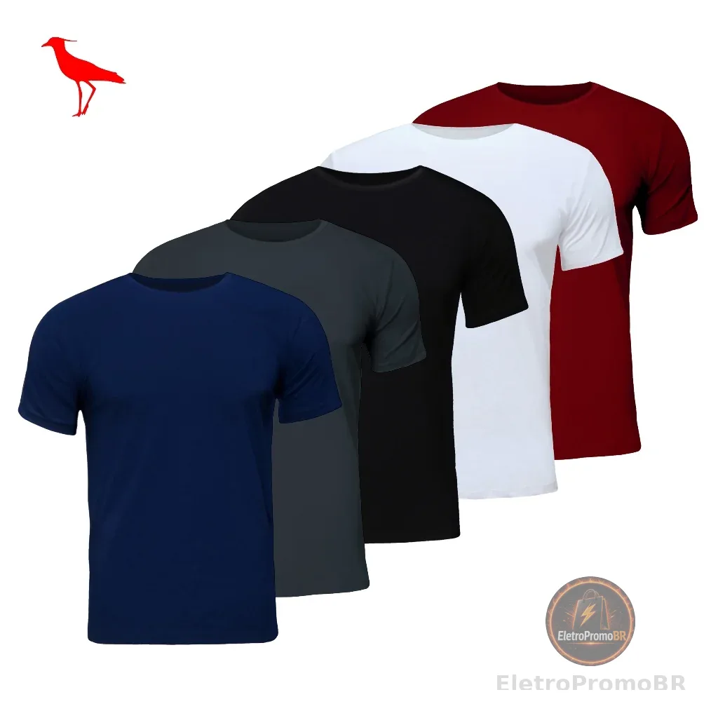 Kit de Camisetas Básicas Masculinas Algodão Premium Ducam Cores Sortidas
