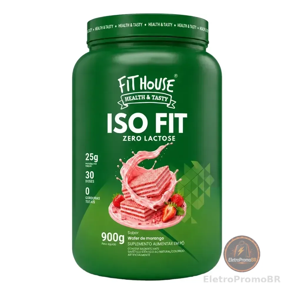 Iso Fit Proteina Isolada Zero Lactose Fit House 900g Wafer De Morango