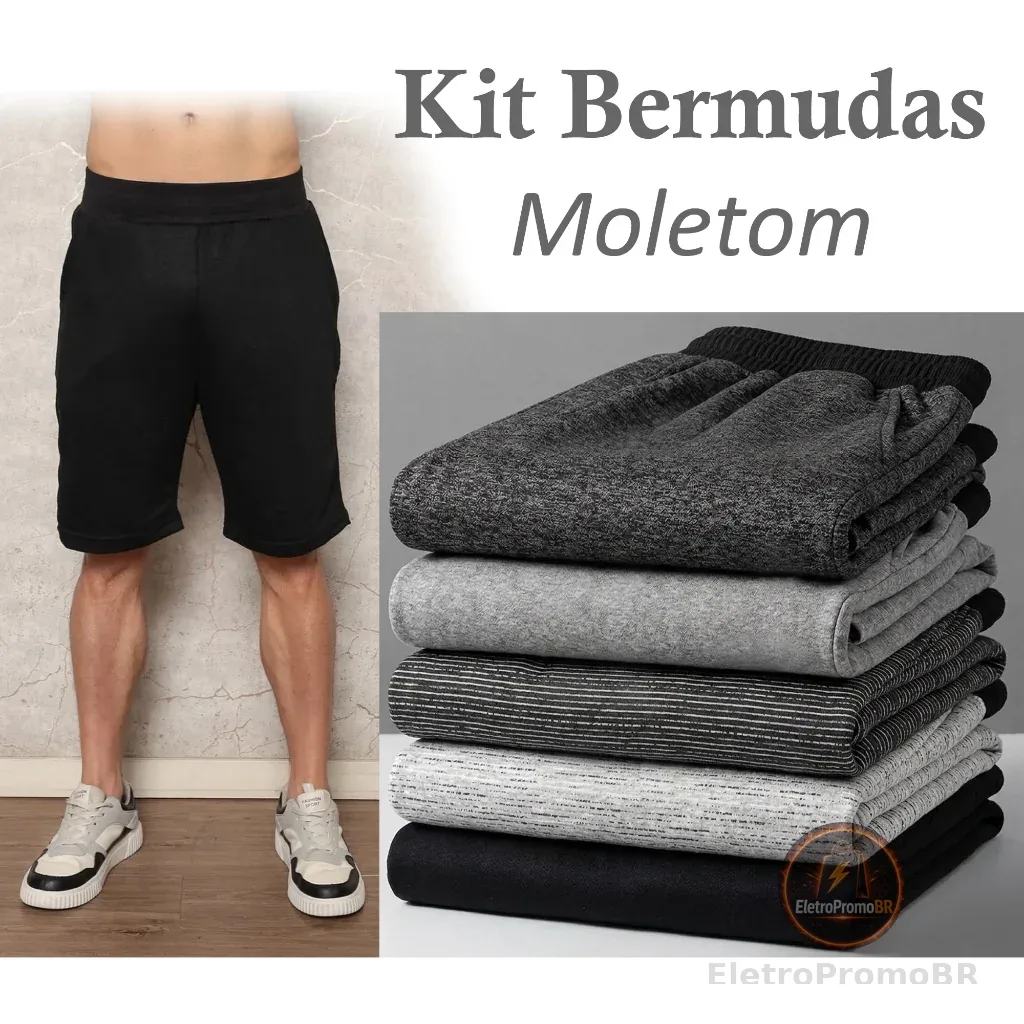4 Bermudas de Moletom Masculinas  Confortável 5 Cores Sortidas