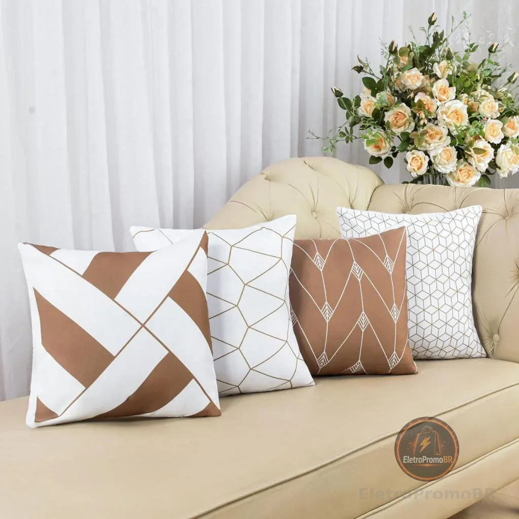 Kit c/ 4 Capas de Almofada Decorativas Modern Print 45x45 - Modelos Variados