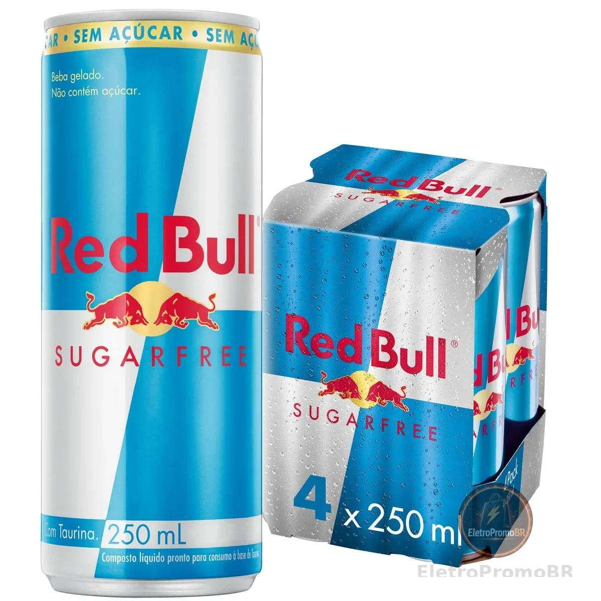 Red Bull Energético, Sugar Free, Sem Açúcar, 250ml, 4 latas