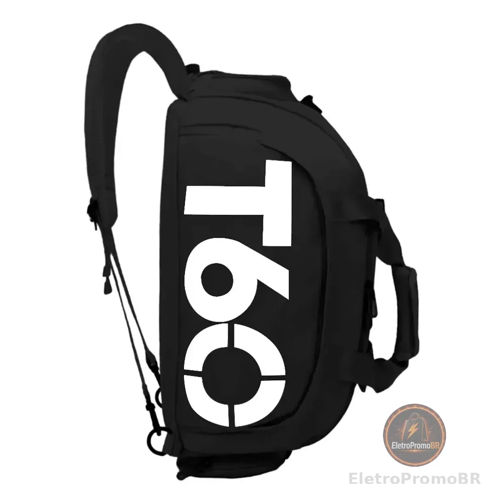 Mochila T60 Multiuso Impermeável Esportiva C Compartimentos Preto Lisa