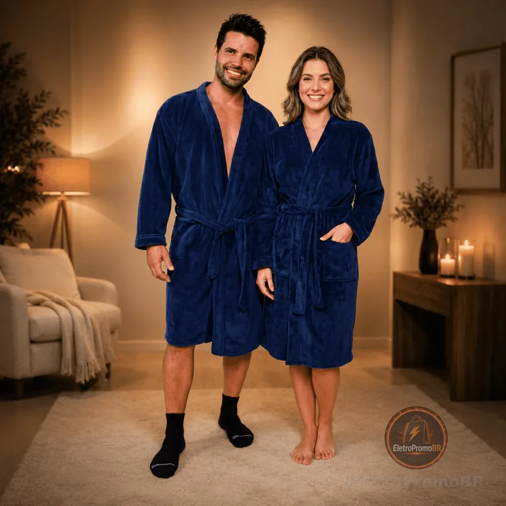 Roupão Plush Benévola Adulto Antialérgico Roupão Microfibra Térmico Feminino Masculino Inverno