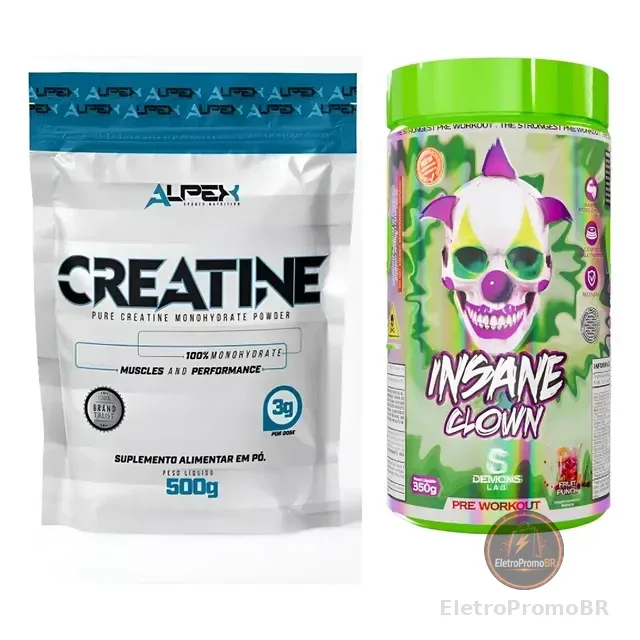 Kit Creatina Alpex 100% 500g + Insane Clown 350g Demons Lab