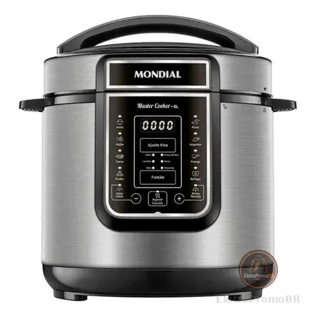Panela Elétrica Pe-60-6l Digital Pressão 6l Mondial Cor Preto Frequência 60hz Preto/inox 220v 60 Hz