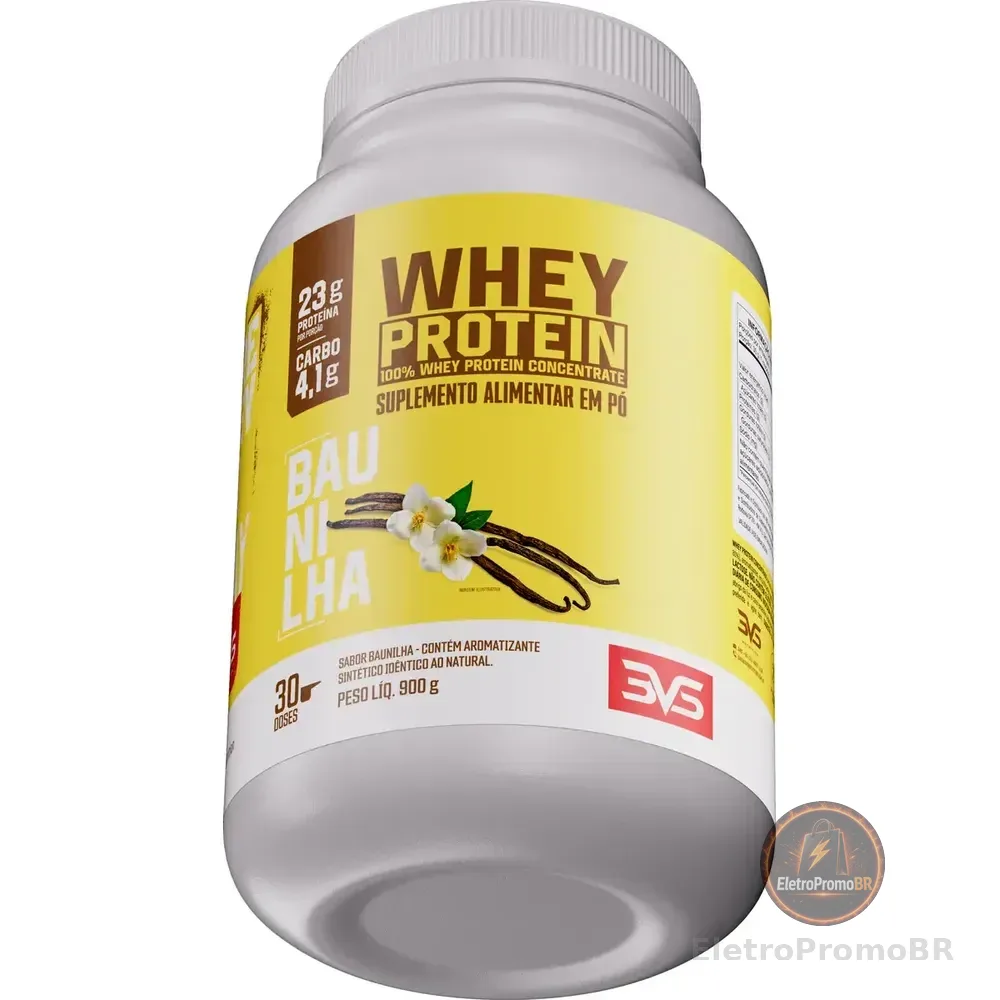 100% Whey Concentrado Com 23g De Proteína Por Dose - 900g. Sabor Baunilha