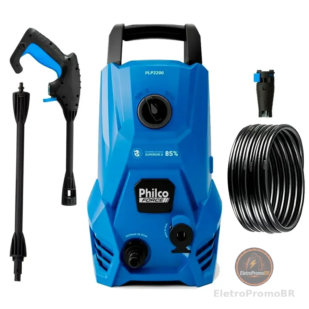 Lavadora De Alta Pressão Jato Compacta Philco Plp2200 1300w 1300 Psi/libras 312l/h Lança Regulável 127v Azul