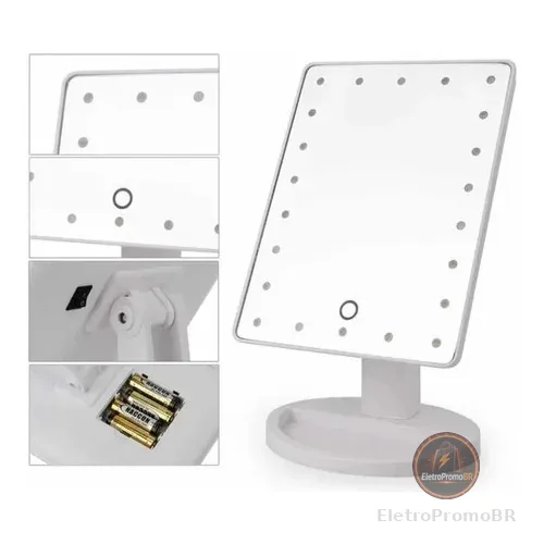 Espelho 16 Leds De Mesa Maquiagem Rotação Touch Screen SHINE