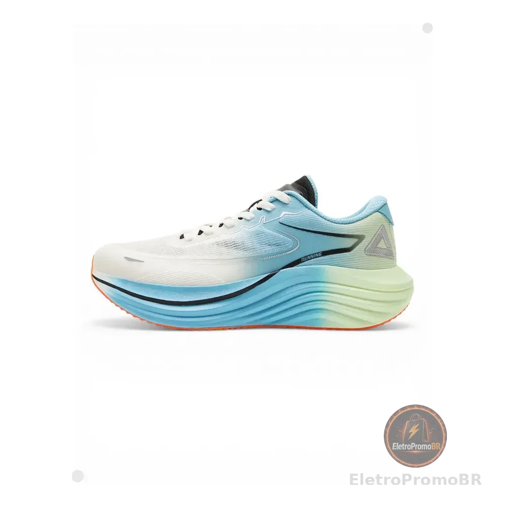 Tênis De Corrida Profissional Peak Flow Pronta Entrega Branco/verde/azul Liso 42 Br