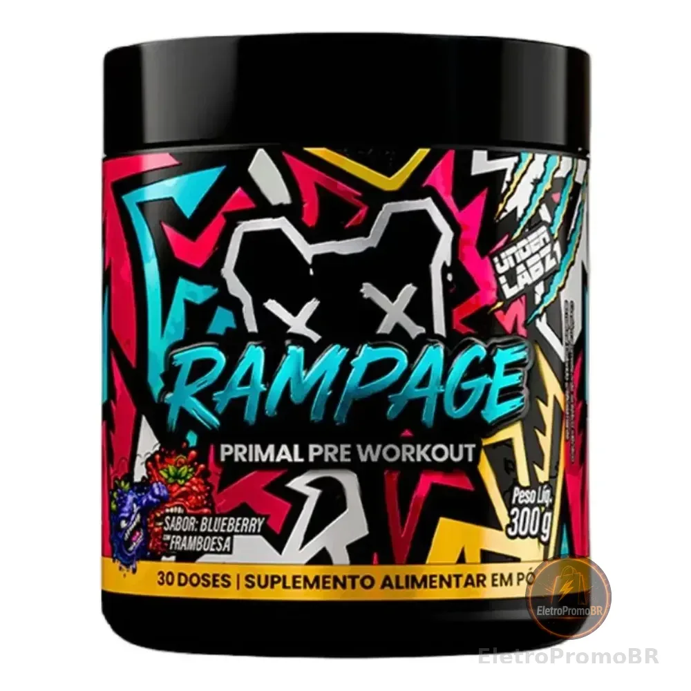 Rampage Pre Treino Blueberry Framboesa 300g - Under Labz Blueberry E Framboesa