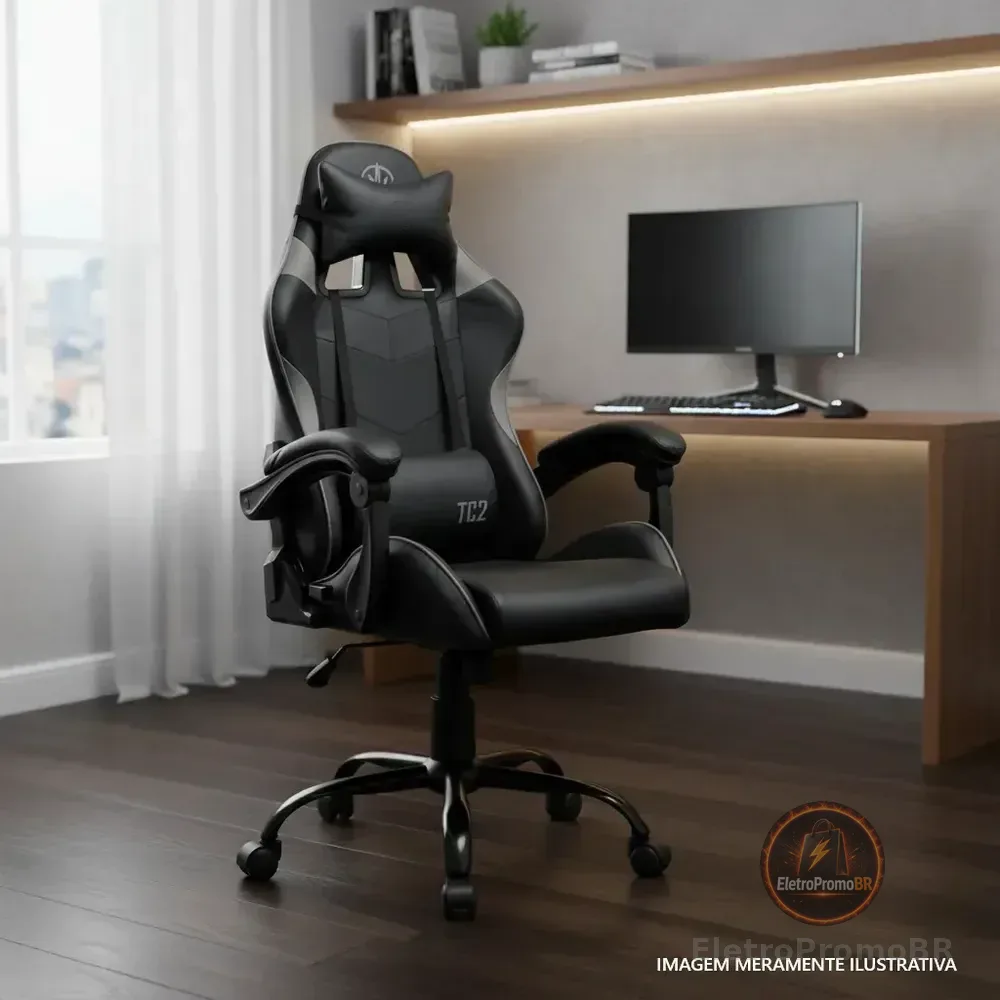 Cadeira Gamer Tgt Heron Tc2, Preto, Tgt-hrtc-bl03 Couro Sintético