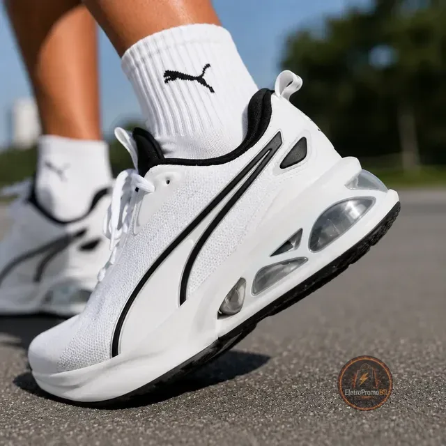 Tênis Masculino Puma Cell Solar Branco Corrida Caminhada