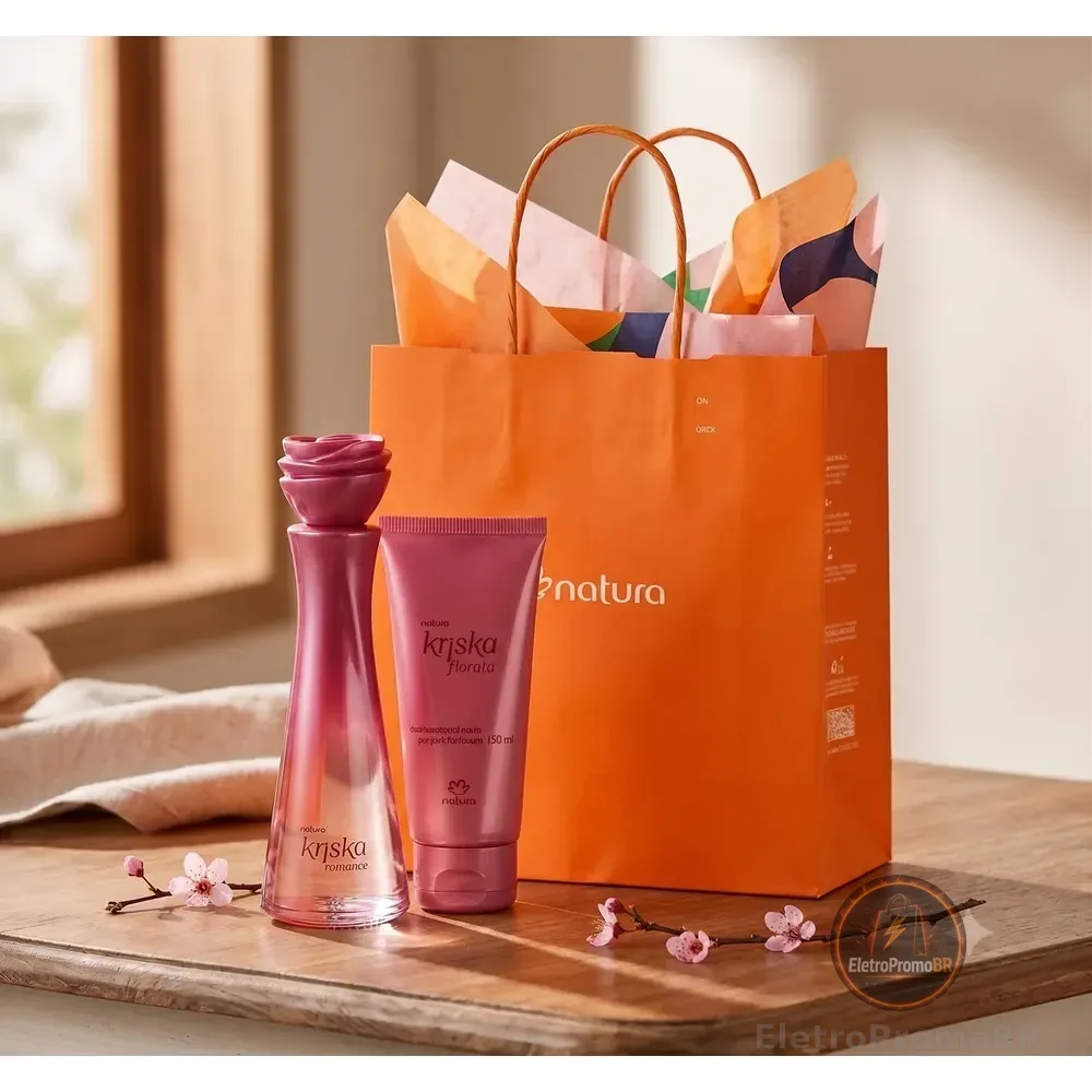 Kit Presente Kriska Romance: Deo Colônia 100ml + Hidratante Corporal 80ml + Sacola De Presente P