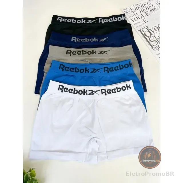 Kit 6 Cuecas Boxer Reebok Original Box Sem Costura Adulto
