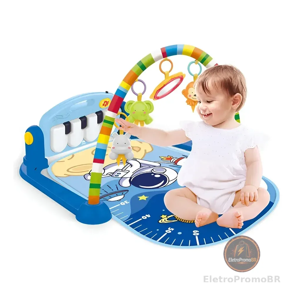 Tapete Bebê Musical Piano Happy Azul Wakaii
