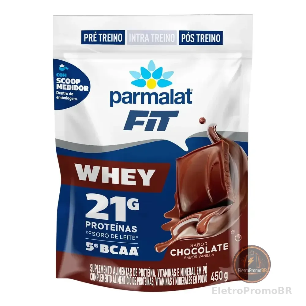 Whey Protein Fit Em Pó Concentrado Chocolate 450g Parmalat