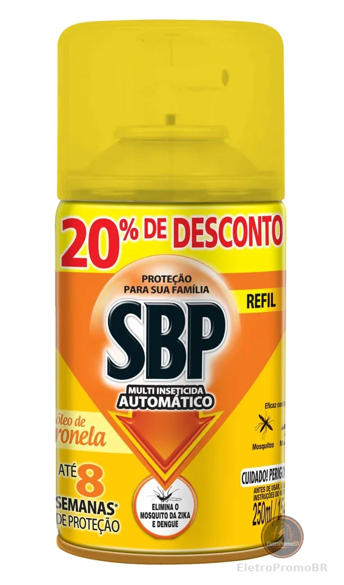 Multi Inseticida Automático Refil Citronela 250 ml Embalagem Econômica, SBP, 250 Ml