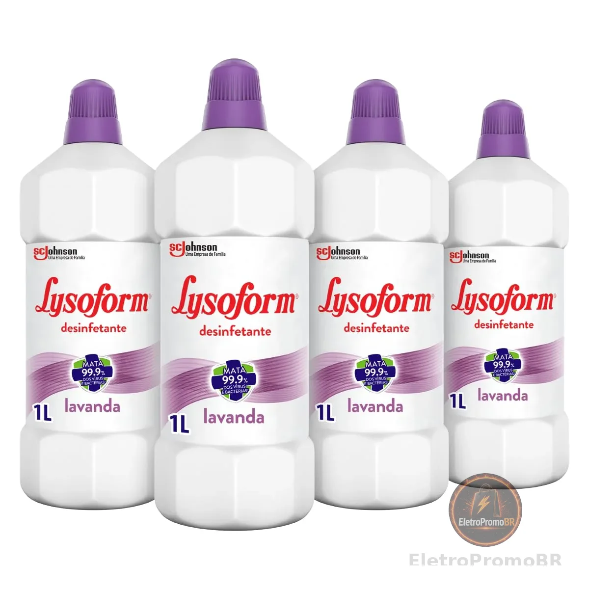 Lysoform Lavanda, Limpeza Pesada para Toda a Casa, Desinfetante Líquido, Pack 4 Unidades de 1L