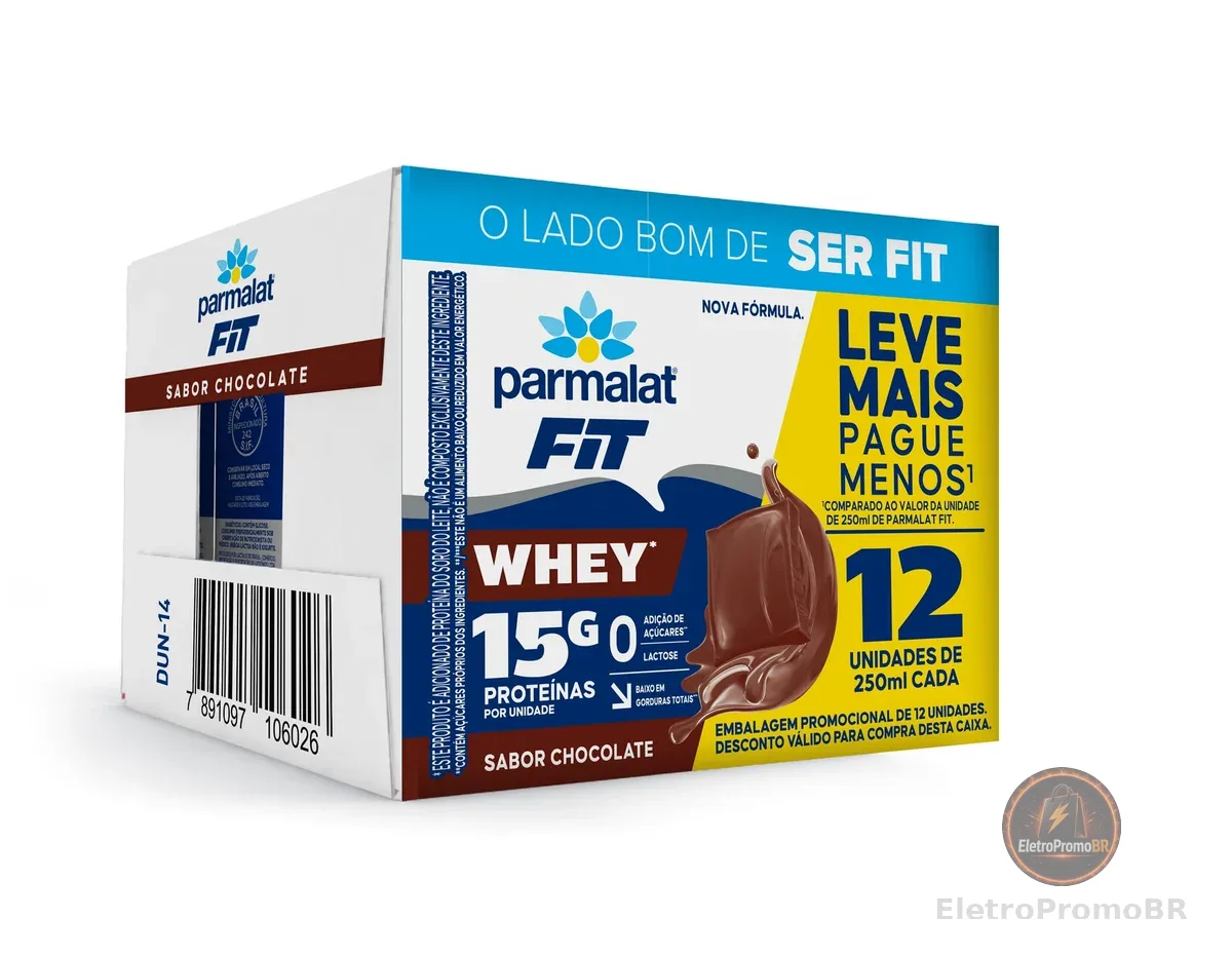 Parmalat Fit Bebida Proteica Chocolate 15g de Proteína 250mL – 12 Unidades