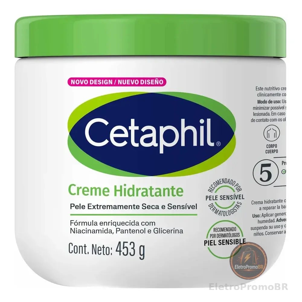 Creme Corporal Hidratante Cetaphil 453 G | Pele Sensível, Seca A Muito Seca | Hidratação De 48 Horas | Niacinamida E Pantenol (provitamina B5) Neutra