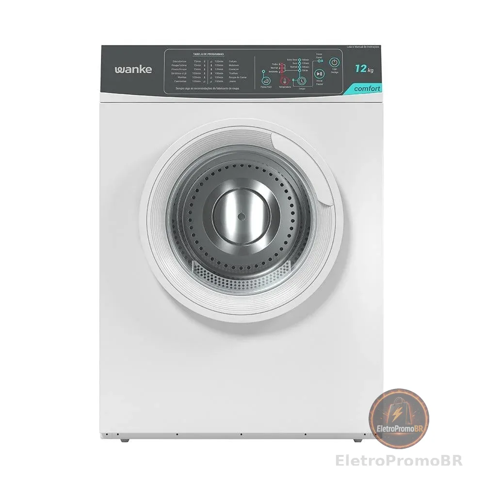 Secadora de Roupas Wanke 12Kg SWSA 120P 220V Branca Roupas Secas Rápido e Sem Danificar