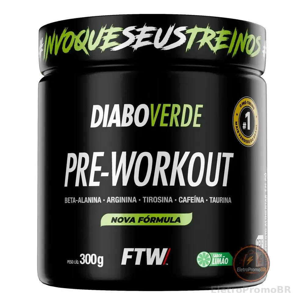 Pré Treino Pre Workout Diabo Verde Pote 300g Sabor Limão Ftw