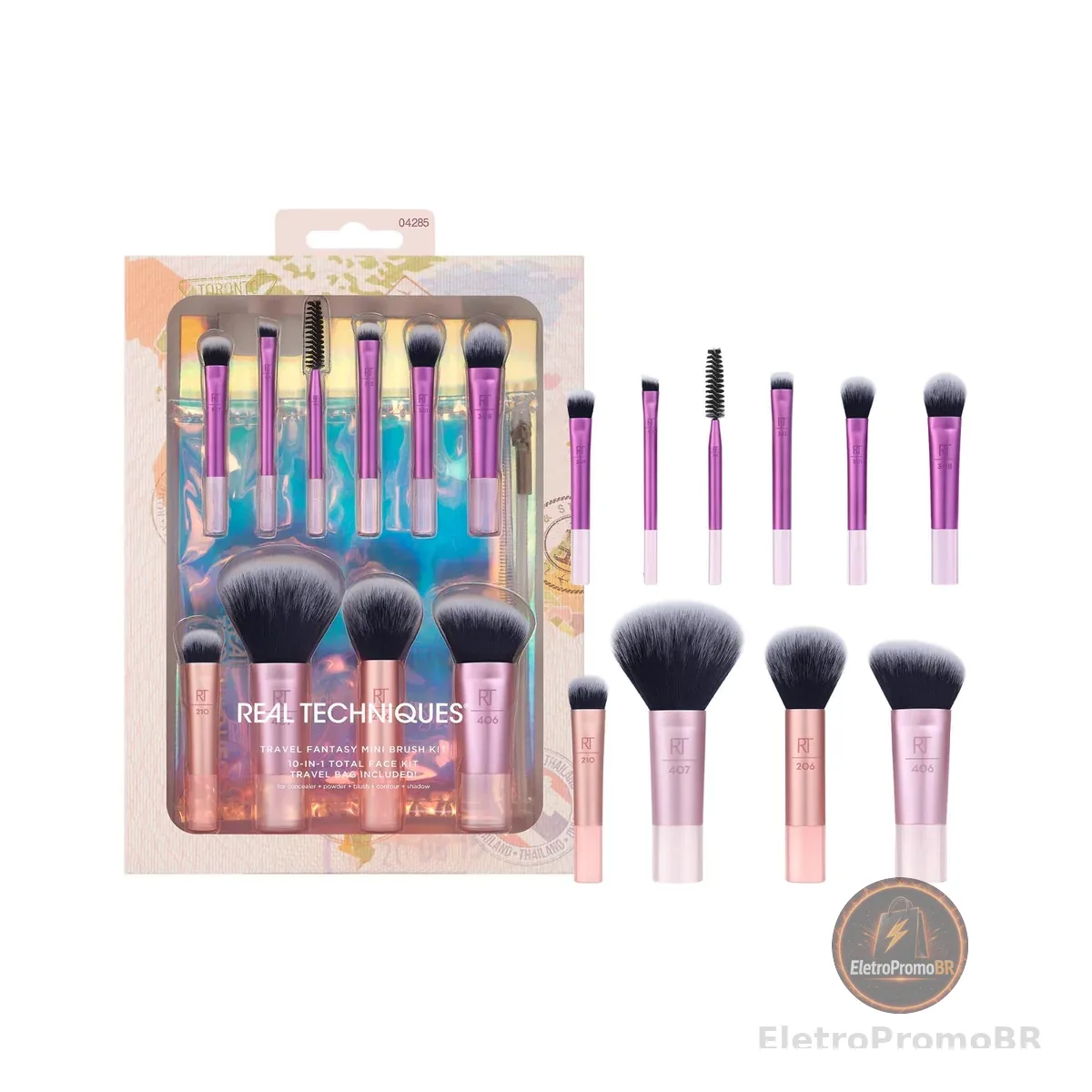 Real Techniques - Kit Best 10 Mini Pincéis Com Travel Bag