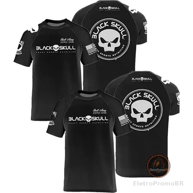 Kit Blackskull 2 Camiseta Caveira Camisa Academia Original