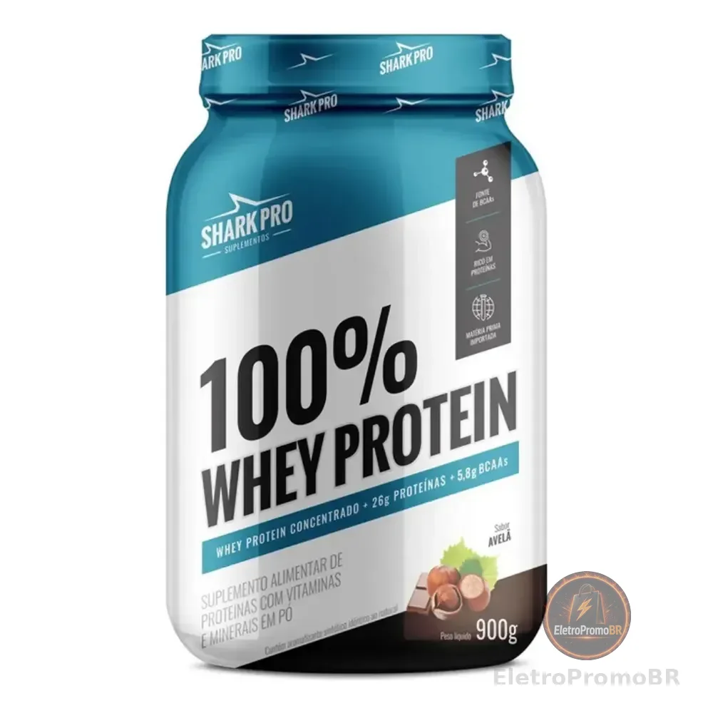 100% Whey Protein Concentrado 900g - Shark Pro Sabor Avelã