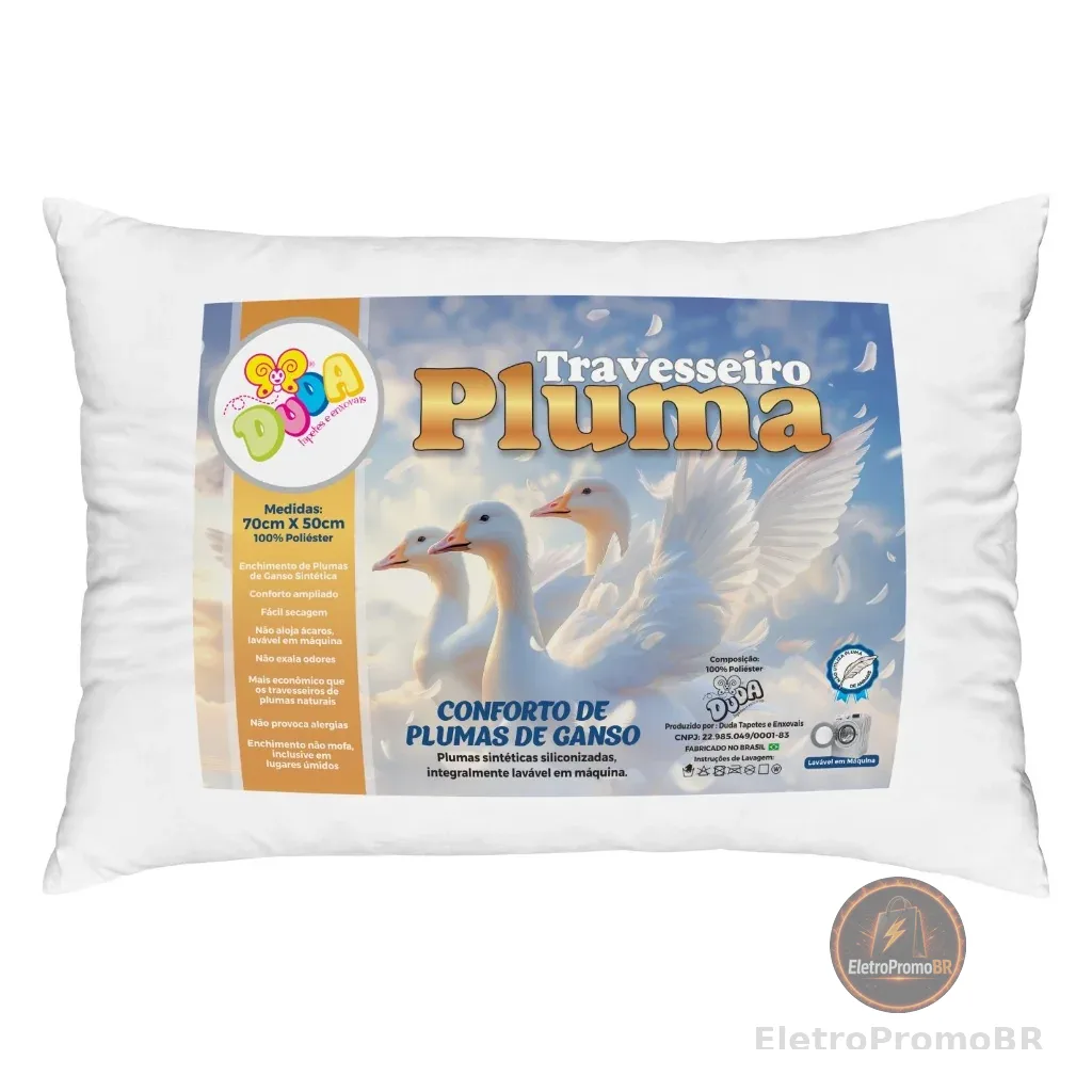 Travesseiro Antialérgico Antiácaro Silicone 70x50 cm Confortável para Dormir