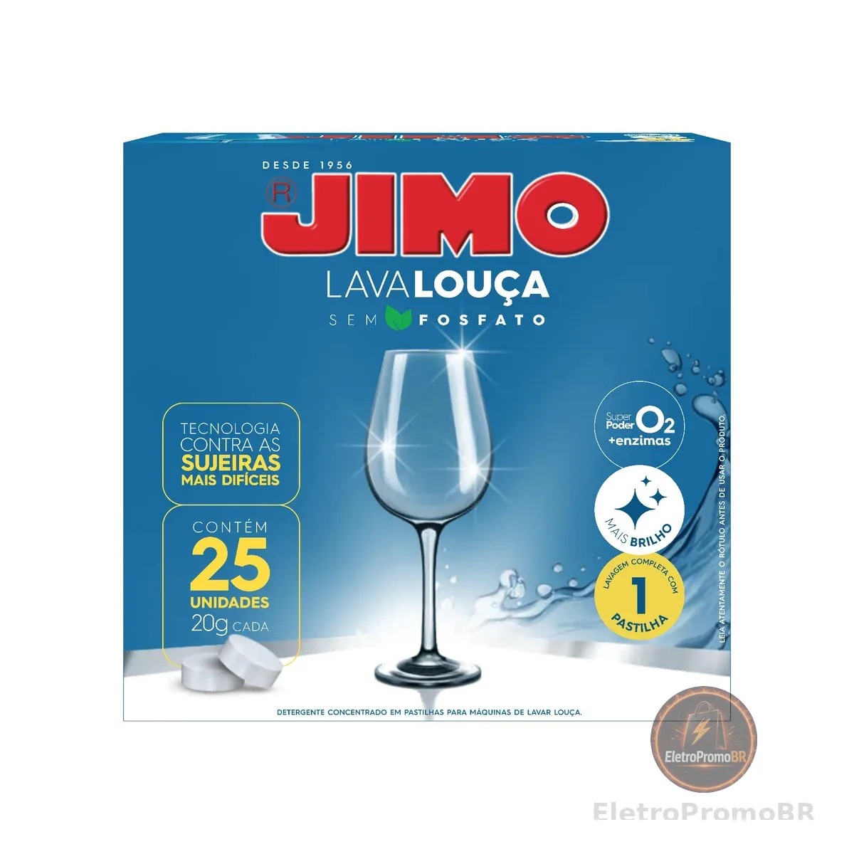 Jimo Lava Louça Detergente Concentrado Remove Sujeiras Difíceis Alto Poder Desengordurante Super Brilho Biodegradável 25 pastilhas