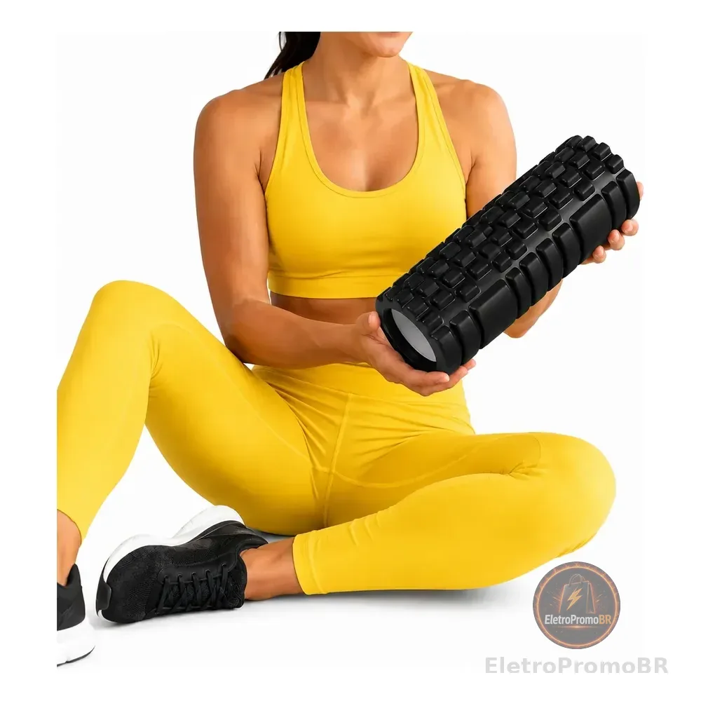 Rolo De Liberação Miofascial Massagem Fisioterapia Pilates Preto