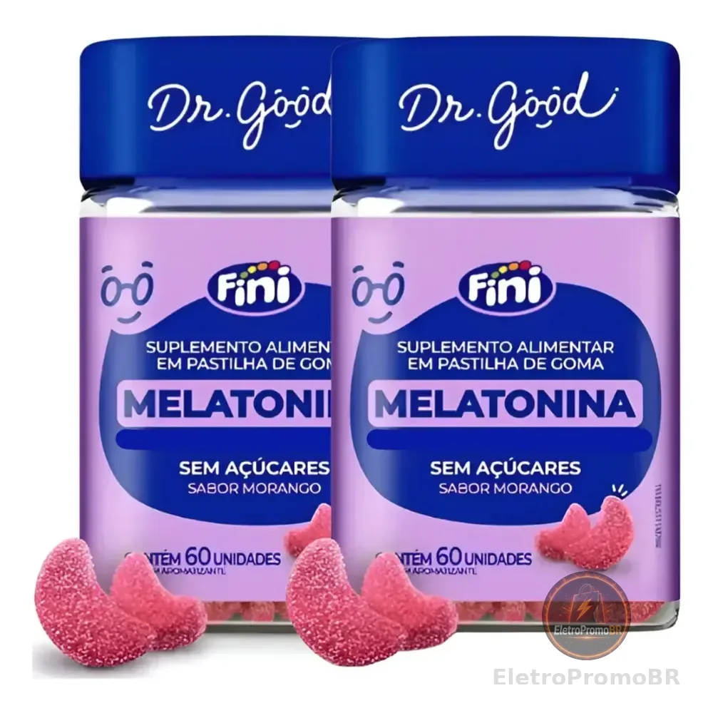 Kit Melatonina Em Gummys Sabor Morango Fini Dr.good 0.21mg - 2 Un