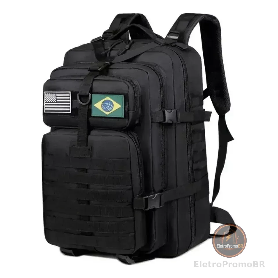 Mochila Tática Camping Militar 50 Litros Resistente A Água Preto