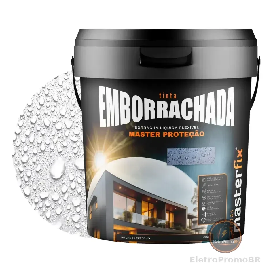 Tinta Emborrachada Masterfix 4kg Impermeável Flexível Acabamento Fosco Cor Branco 3.6 L