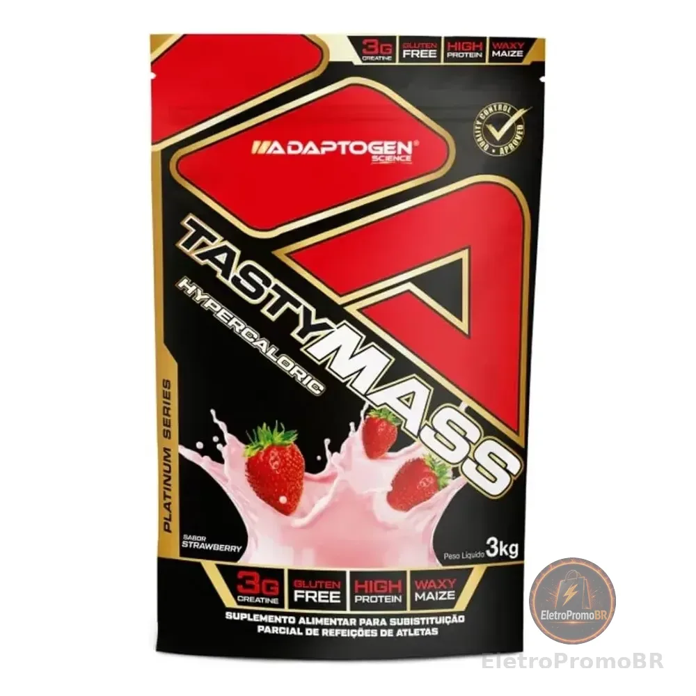 Tasty Mass Hypercalórico Adaptogen 3kg Chocolate Morango
