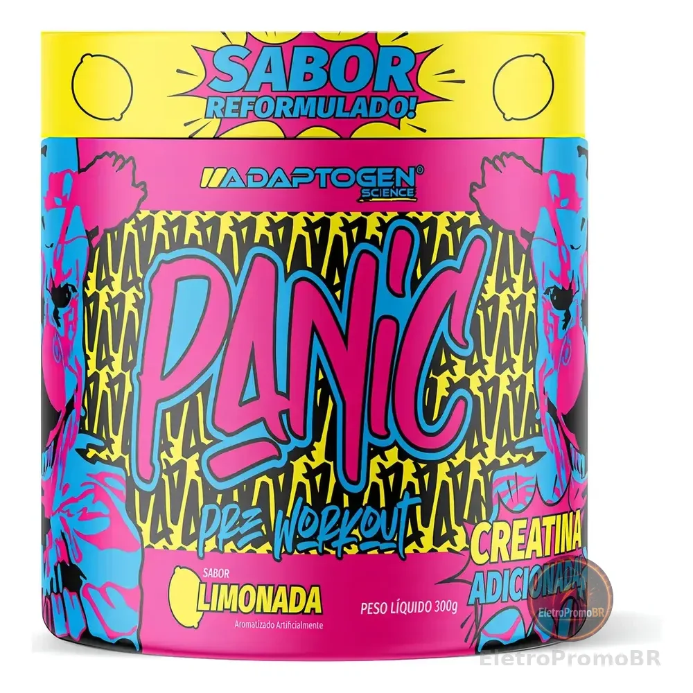 Suplemento Em Pó Adaptogen Science Panic Pré Treino Com Creatina Pote 300g Sabor Limonada