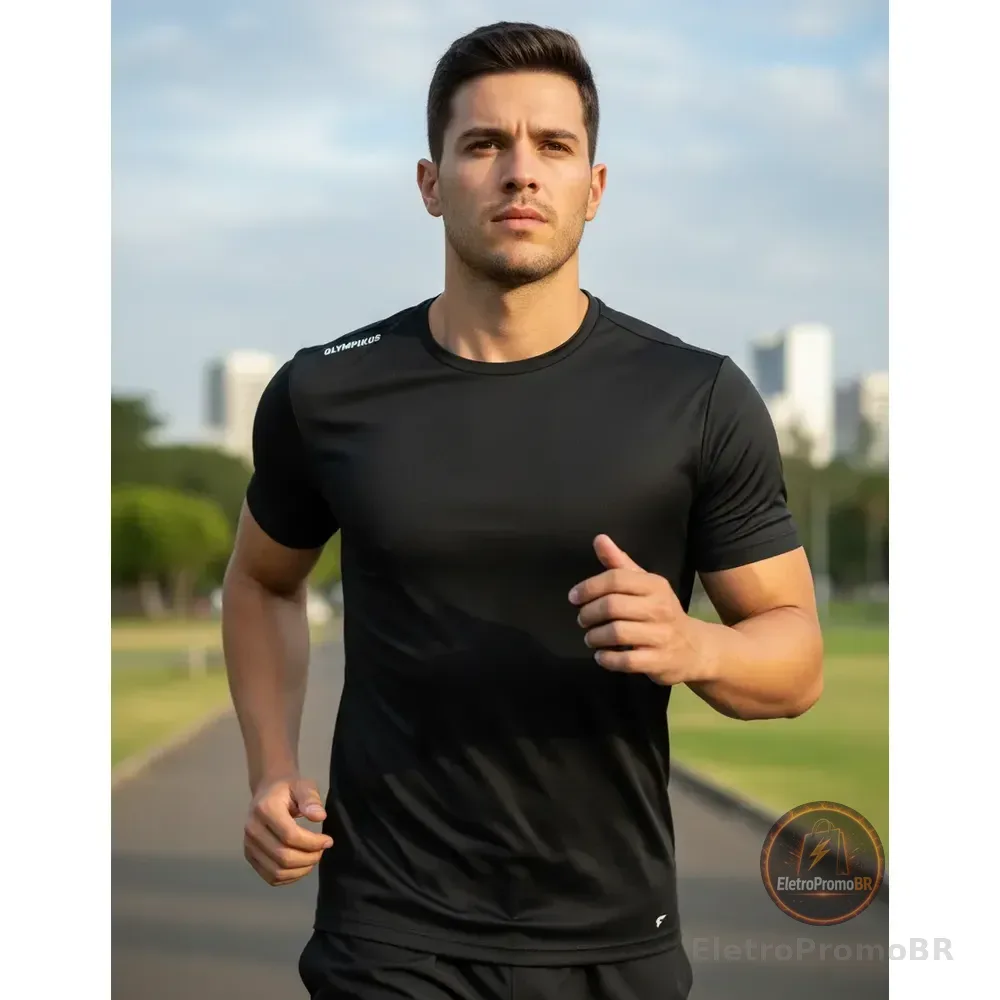 Camiseta Masculina Olympikus Academia Dry Fit Treino Corrida Preta Lobo M Lisa