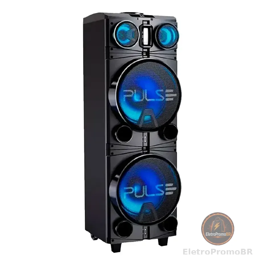 Caixa De Som Pulse Storm 2 10 Pol Bleutooth Led Rádio-1500w Cor Preto 127/220v