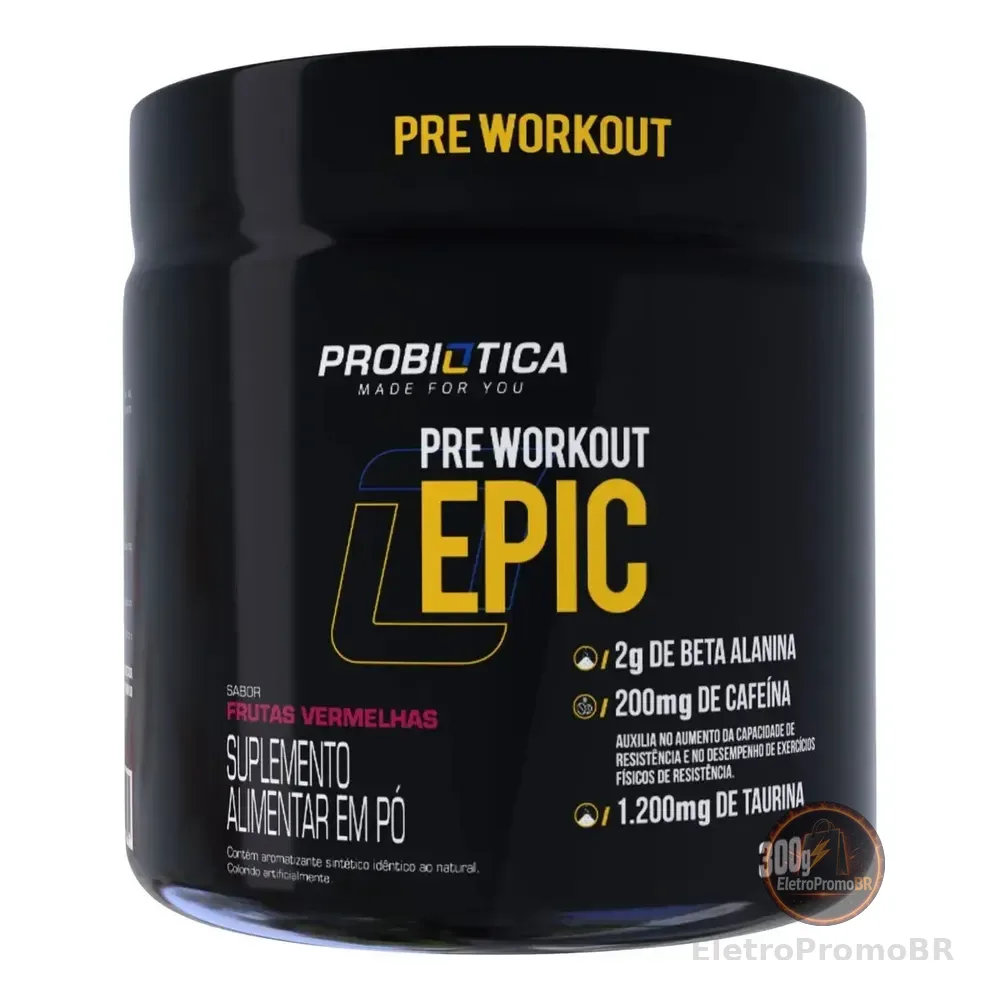 Pré Treino 300g Epic Pré Workout Probiótica Frutas Vermelhas Energia E Performance