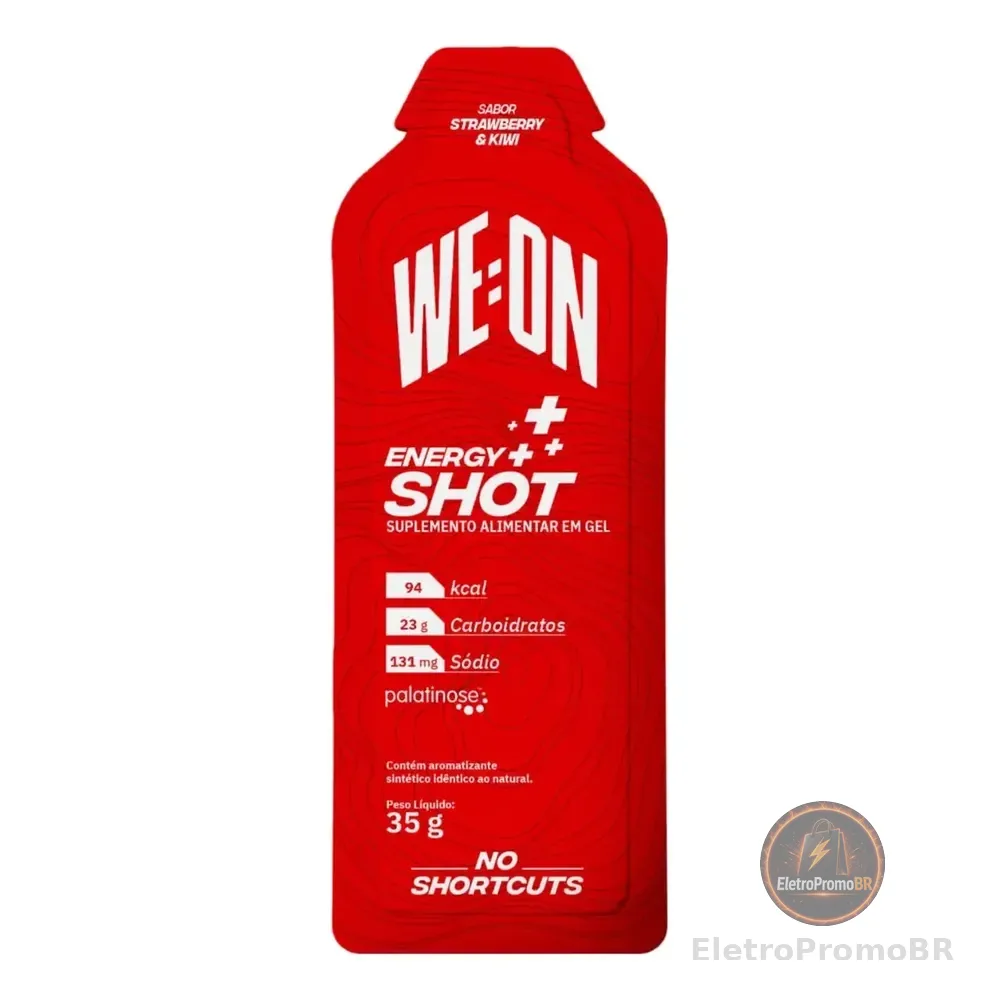 Gel Carbo Carboidrato Energy Shot We:on Morango Kiwi Caixa 10 Sachês Corrida Bike