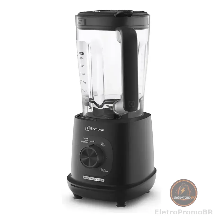 Liquidificador Electrolux 600w De Potência Com 2.7 Litros De Capacidade 3 Velocidades Lâmina Triforce E Pés Antiderrapantes Ebl700 Preto 127v