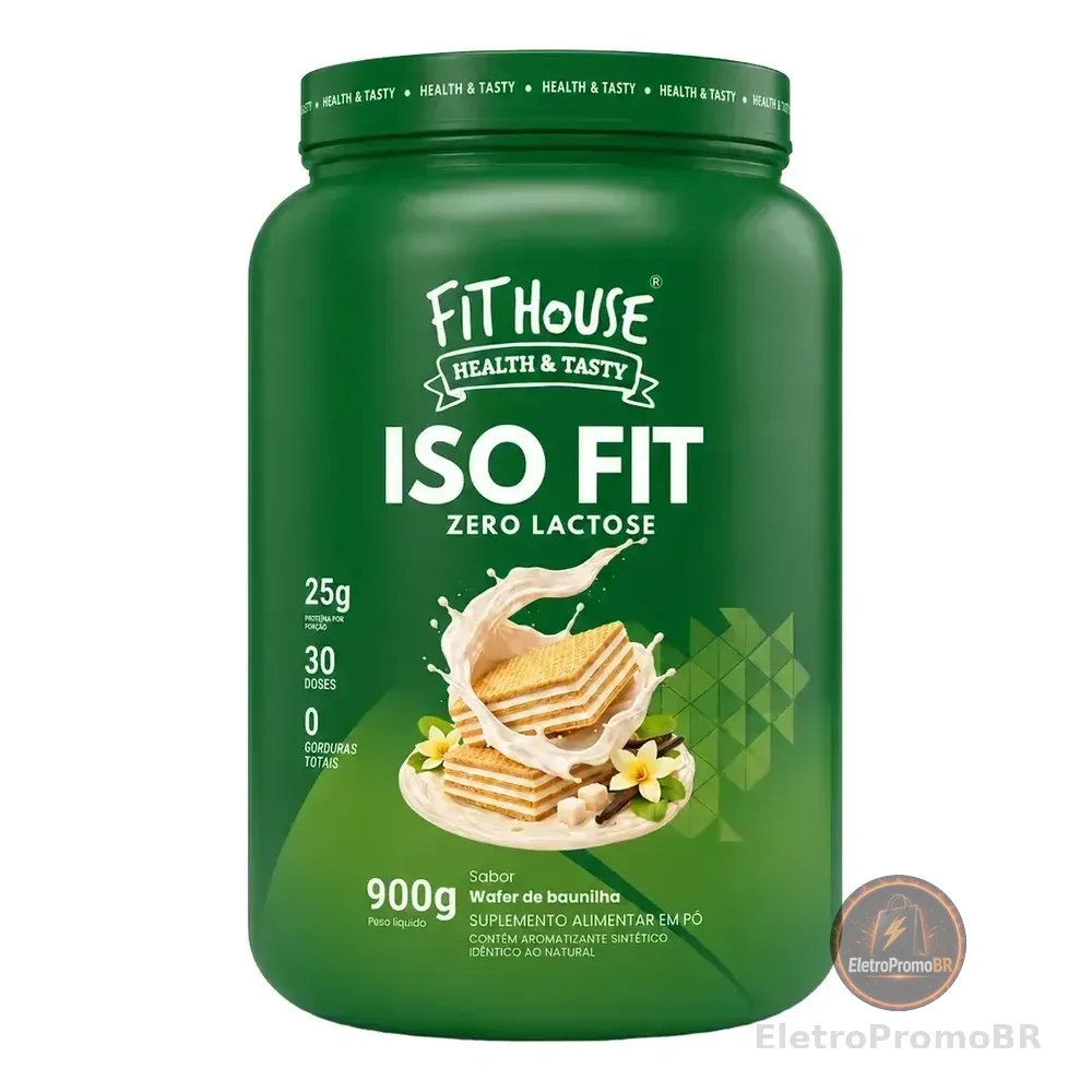 Iso Fit Proteina Isolada Zero Lactose Fit House 900g Wafer De Baunilha