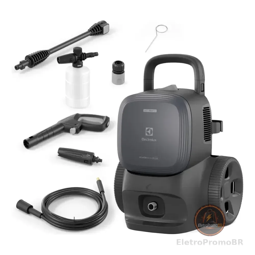 Lavadora De Alta Pressão Electrolux 1850psi 1500w Potência Com Canhão De Espuma Powerwash Ews1850p Preta Lava Jato Lava Car Denim Blue 127v