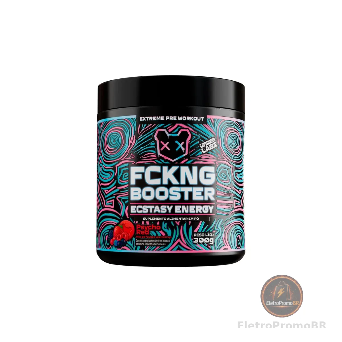 FCKNG Booster (300g - 15 doses) | Under Labz | Pré-Treino de Alta Potência com Cafeína, Beta-Alanina e Taurina – Energia Explosiva e Desempenho Máximo (300g - 15 doses, Psycho Red)