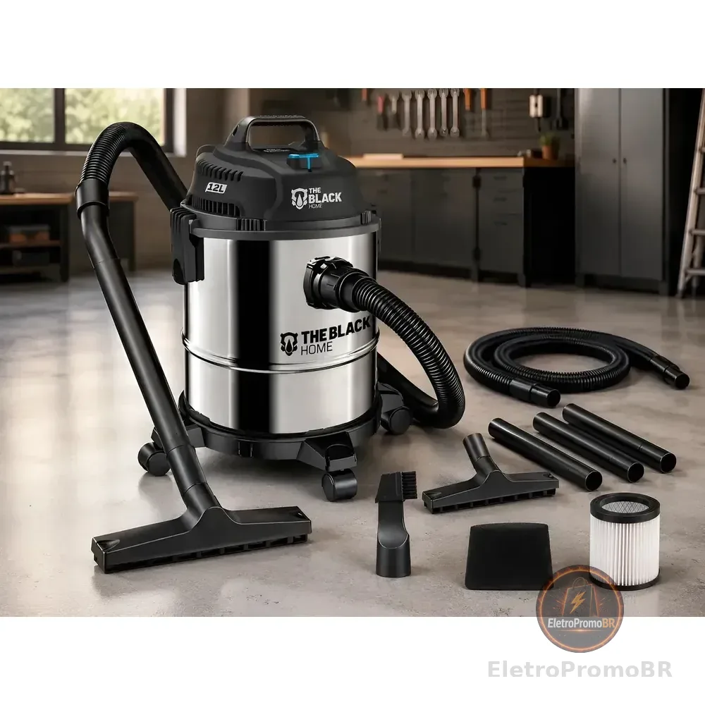 Aspirador De Pó E Água Turbo 12 Litros Inox The Black Tools Prateado 127v