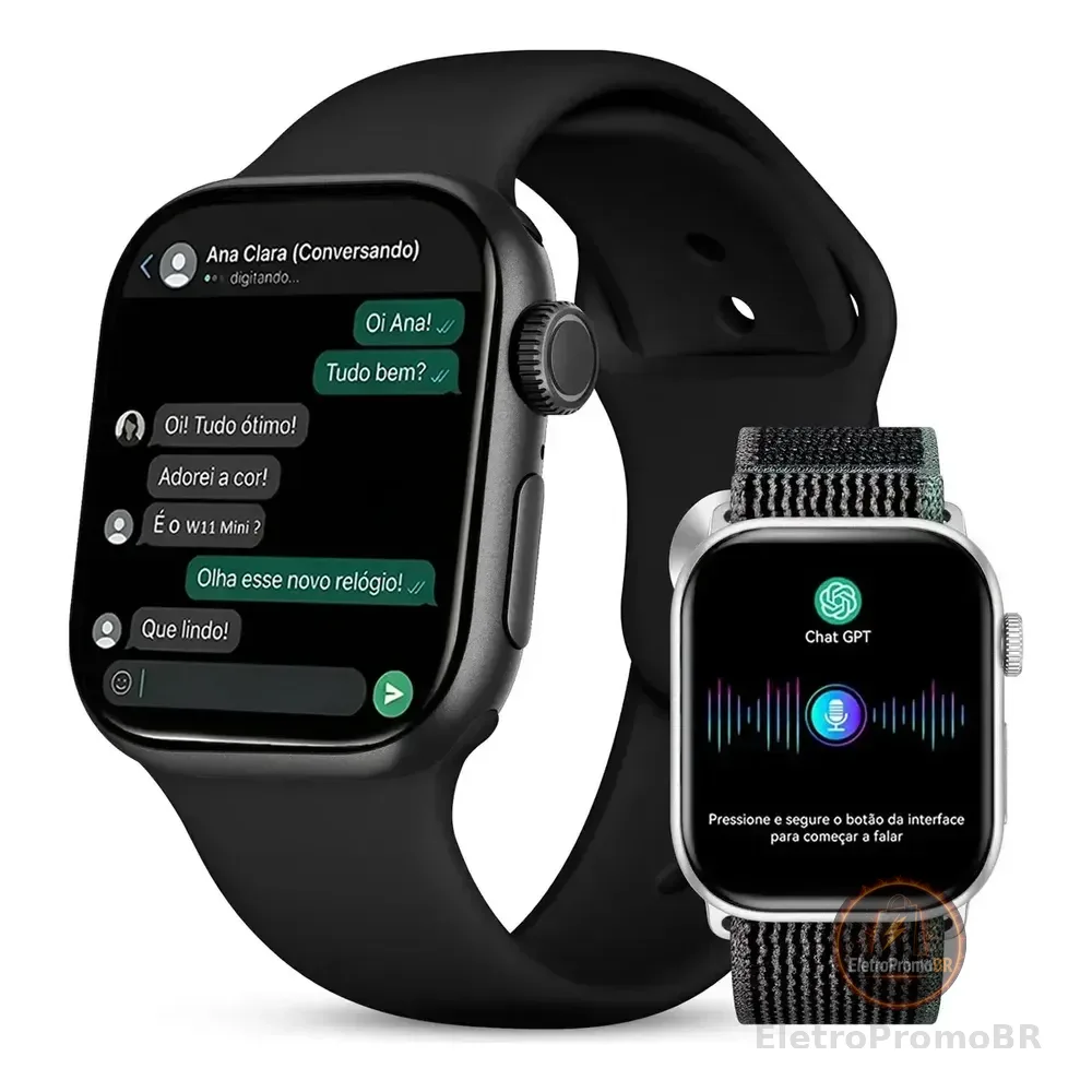 Smartwatch Aurafit A11pro Tela Hd 2,02  Resposta Do Whatsapp Preto Mesh