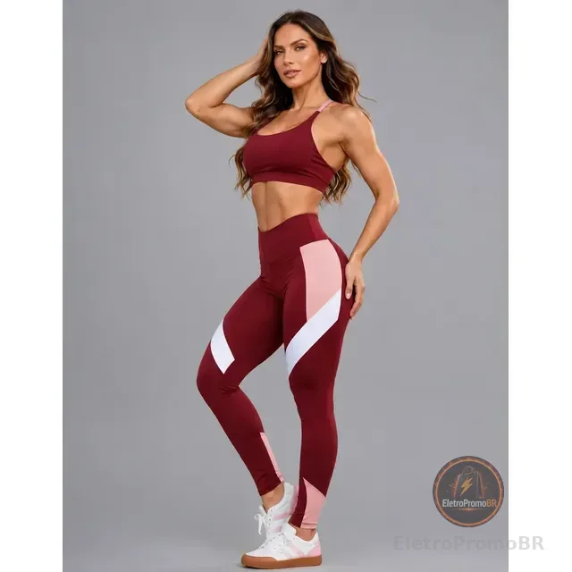 Conjunto Fitness Academia Top E Calça Zero Transparência
